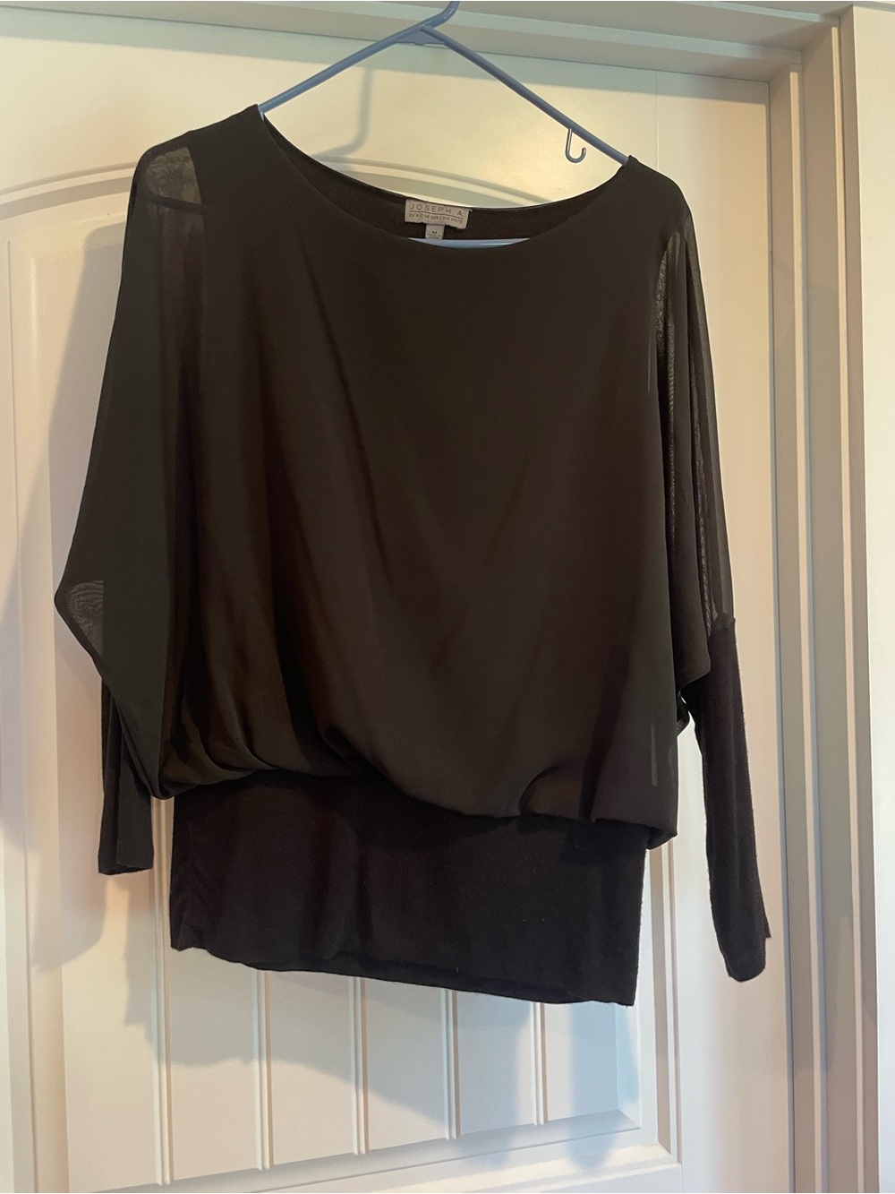 Joseph Black Sheer-Panel Dolman Sleeve Tunic